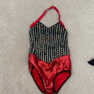 Black and red sequined jazz costume